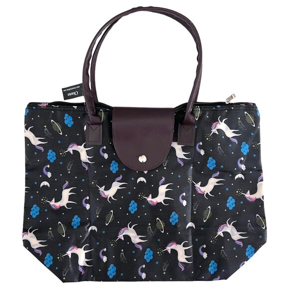 Women's UNICORN Zip Top Tote Handbag Foldable Lightweight Travel Fun Trendy Bag - Picture 1 of 10